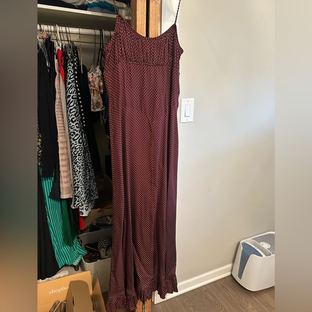Doen Maroon Dress with White Dots